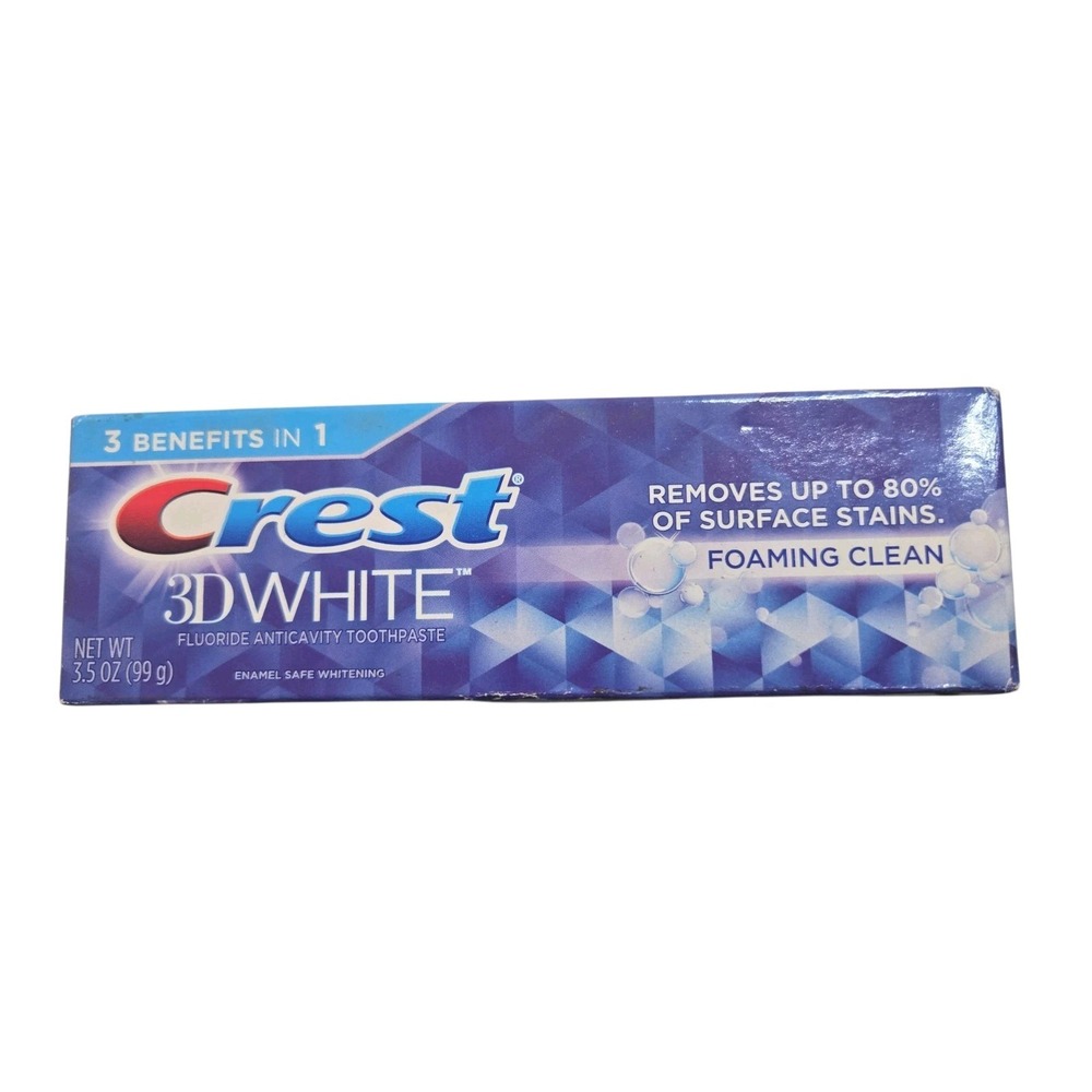 Crest 3D White Vivid Fluoride Anticavity Toothpaste, Foaming Clean 3.5 Oz